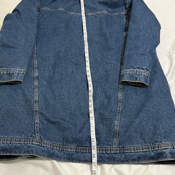 Zara Oversized Blue Denim Jacket with White Sherpa Lining Women’s Size Small - Picture 5 of 6